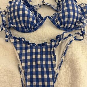 Wild Fable Blue and White Checkered Bikini